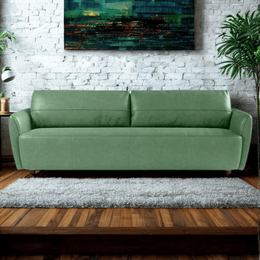 Sofa Teruel 2,30m 3 Lugares Couro Legitimo Sherwood Menta ambiente